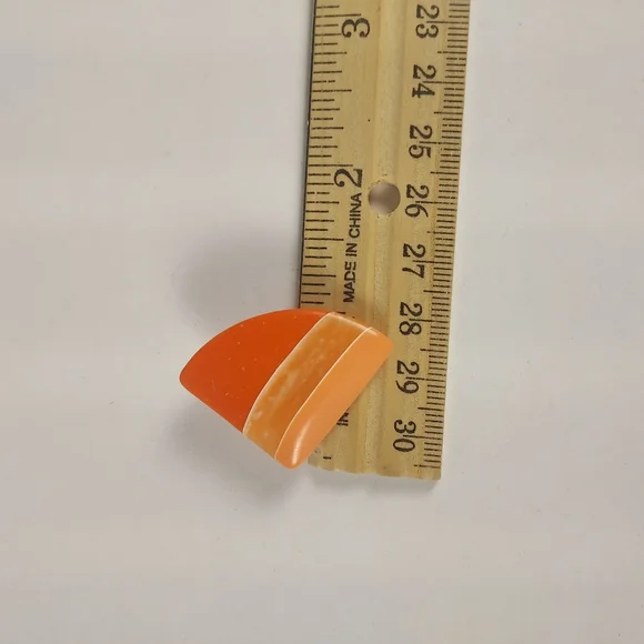 Bold Orange Resin Half-Moon Clip On Earrings - Picture 4 of 9